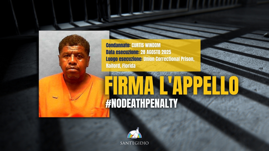 Appello per Curtis Windom, fermiamo la sua esecuzione, fissata per il 28 agosto in Florida