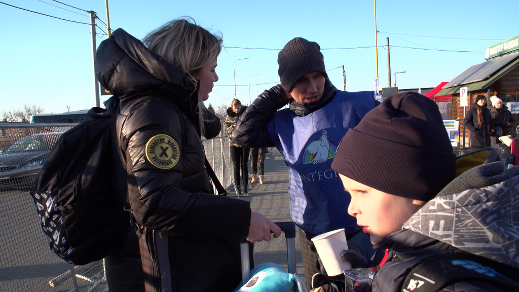 In Vysne Nemecke, Slovakian-Ukrainian border, Andrea Riccardi and the Community of Slovakia meet refugees fleeing war