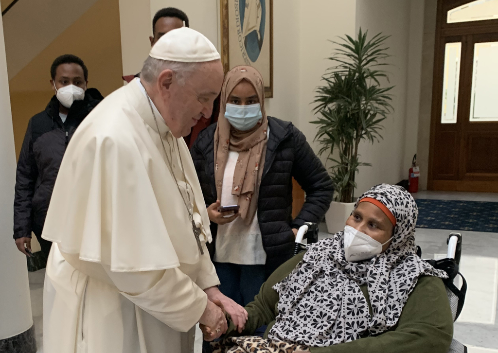 Ahead of his visit to Greece and Cyprus, Pope Francis met with migrants welcomed by Sant'Egidio
