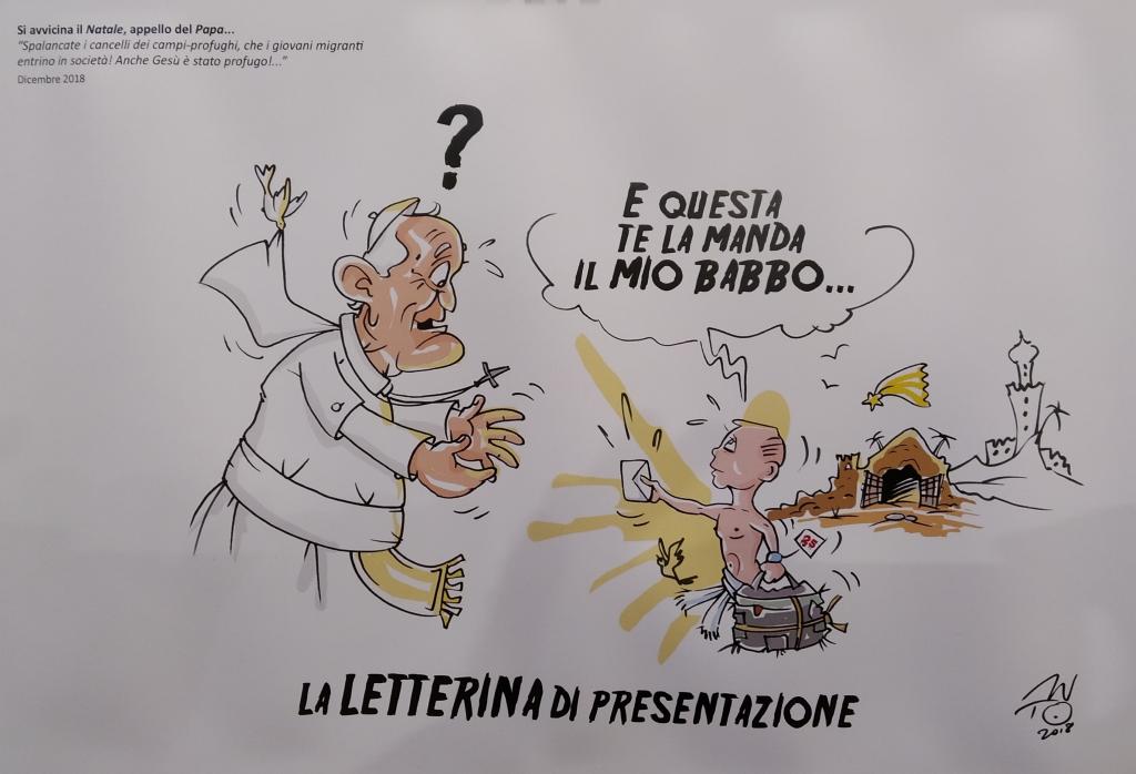 Prorogata al 29 Dicembre a Roma al San Gallicano la mostra “Il nostro Francesco” con le vignette sul Papa di Anto Sullo