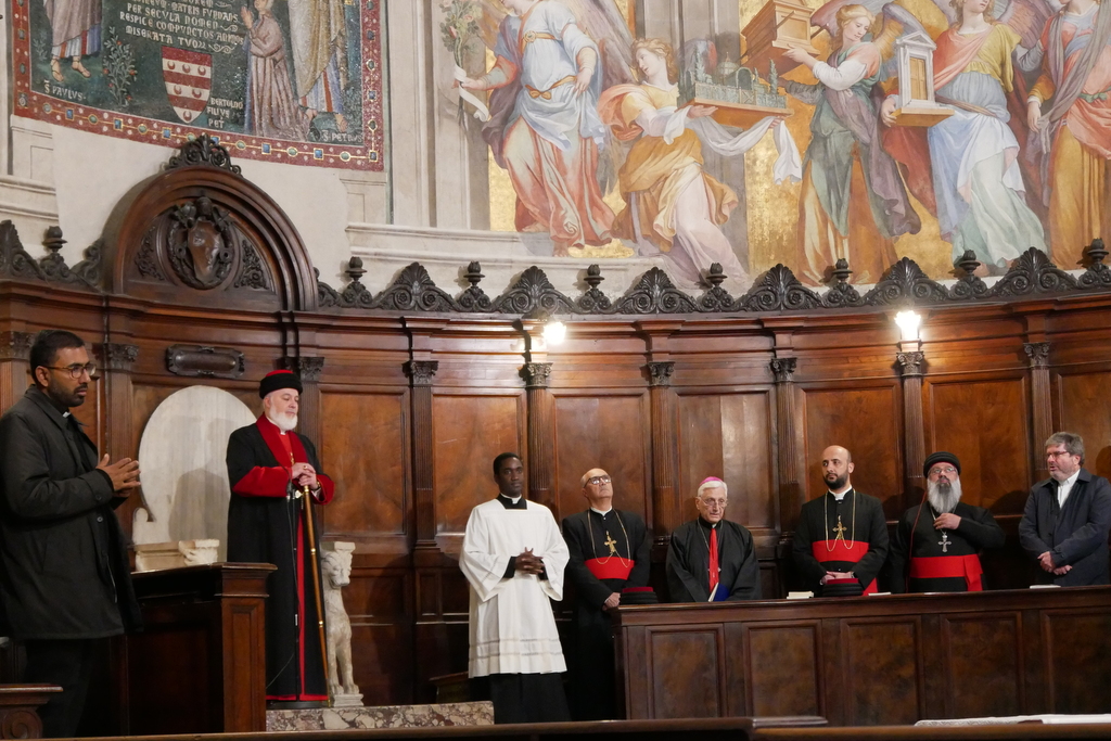 Il patriarca della Chiesa assira d'Oriente, Mar Awa Royel III, con una delegazione, in visita alla Comunità di Sant'Egidio