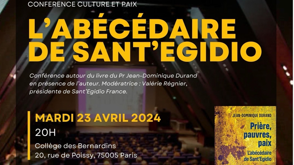 Il 23 aprile a Parigi la presentazione del libro "L'abécédaire de Sant'Egidio" di Jean-Domunique Durand. Collèges de Bernardins, ore 20