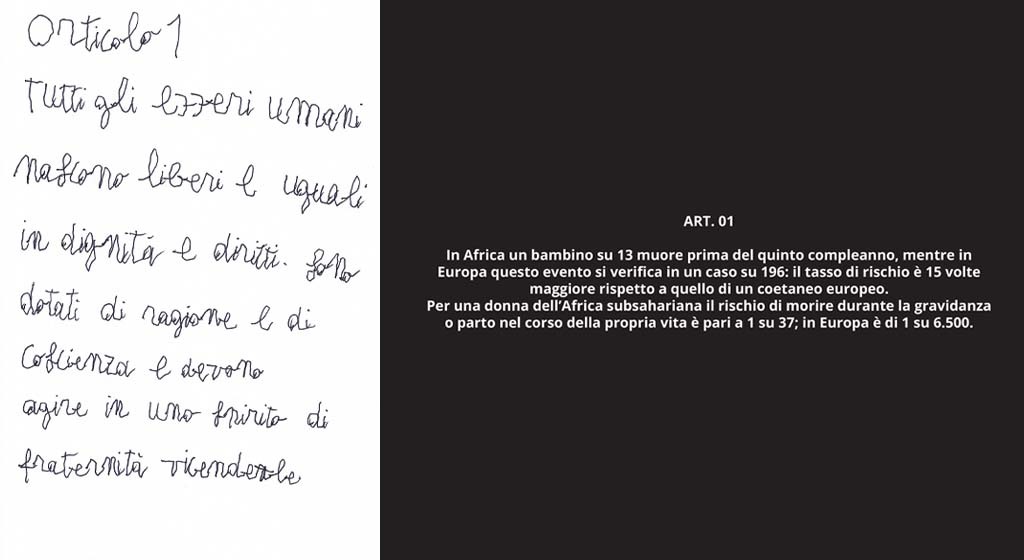 (Nicht) Zugestandene Rechte: die universale Erklärung der Menschenrecht mit den Augen von Künstlern mit Behinderung aus der Kunstwerkstatt von Sant'Egidio