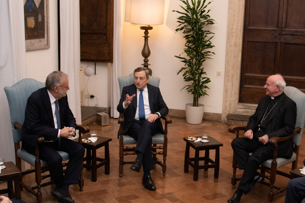 Il presidente del Consiglio Mario Draghi ha visitato la Comunità di Sant'Egidio 