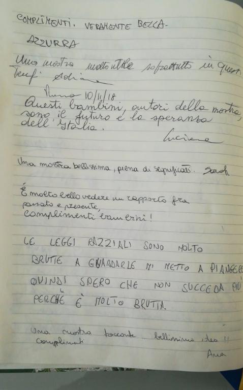 “Andate a vedere questa mostra: insegna a essere umani”. I commenti dei visitatori della mostra sulle leggi razziste. Da non perdere.