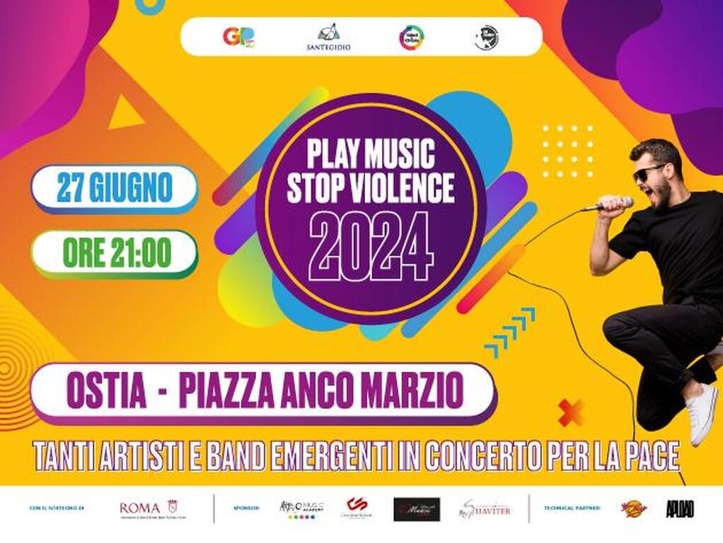 Il Play Music Stop Violence arriva ad Ostia. Il 27 giugno alle 21 sul palco di piazza Anco Marzio si esibiranno vincitori del contest, gli artisti vincitori delle passate edizioni e tanti ospiti speciali