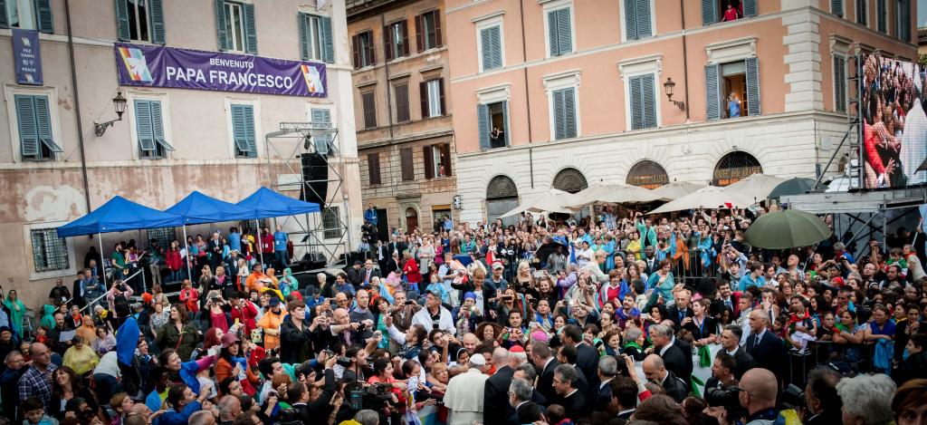 Papst Franziskus besucht die Gemeinschaft Sant'Egidio zum 50. Jahrestag in Trastevere3. März 2018