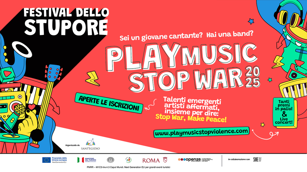 “Play music stop war”, artisti e band emergenti in concerto per la pace a settembre