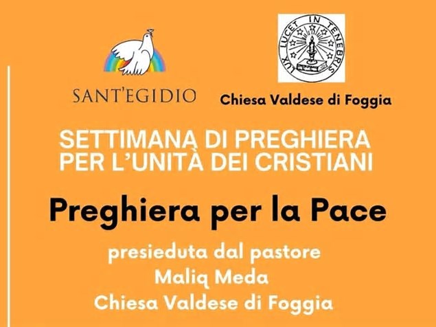 La chiesa Valdese e la comunità di Sant'Egidio insieme a Foggia per la settimana dell'unità dei cristiani