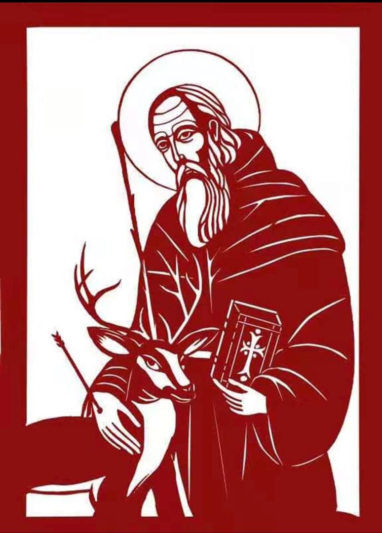 Sant'Egidio, raffigurato da artisti cinesi con la tecnica del paper cutting