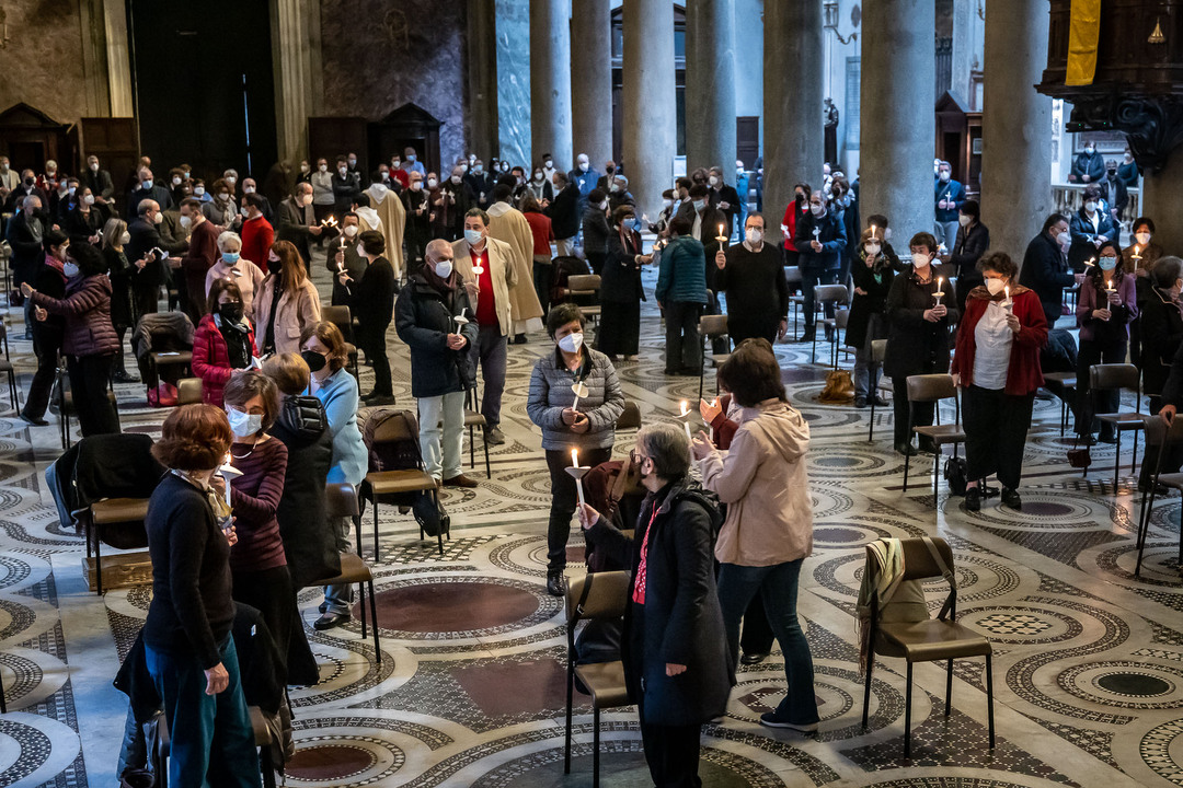 Pasqua 2021 Liturgia della Resurrezione nella Basilica di Santa Maria in Trastevere